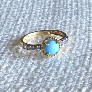 18k gold over sterling silver turquoise ring sz 8